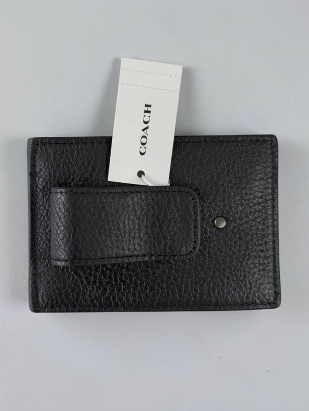 Coach Men's Card Case w/ Money Clip - Black Leather - NWT - Picture 3 of 6